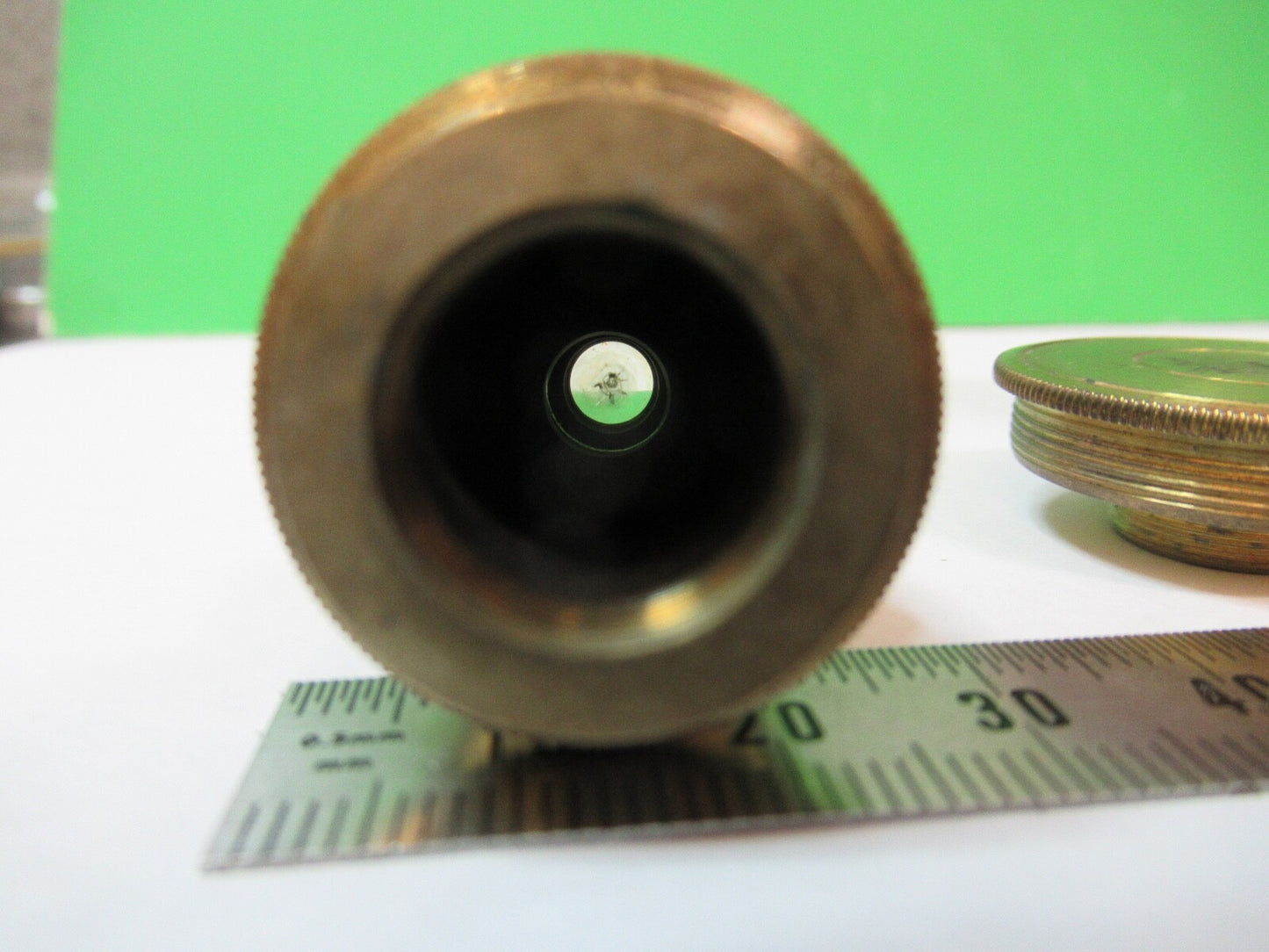 ANTIQUE BRASS OBJECTIVE UK LONDON MICROSCOPE PART AS PIC A5-B-03