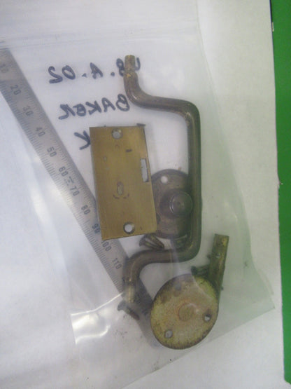 ANTIQUE BAKER UK SET HANDLE + LOCK NO KEY MICROSCOPE PART AS PICTURED U8-A-02
