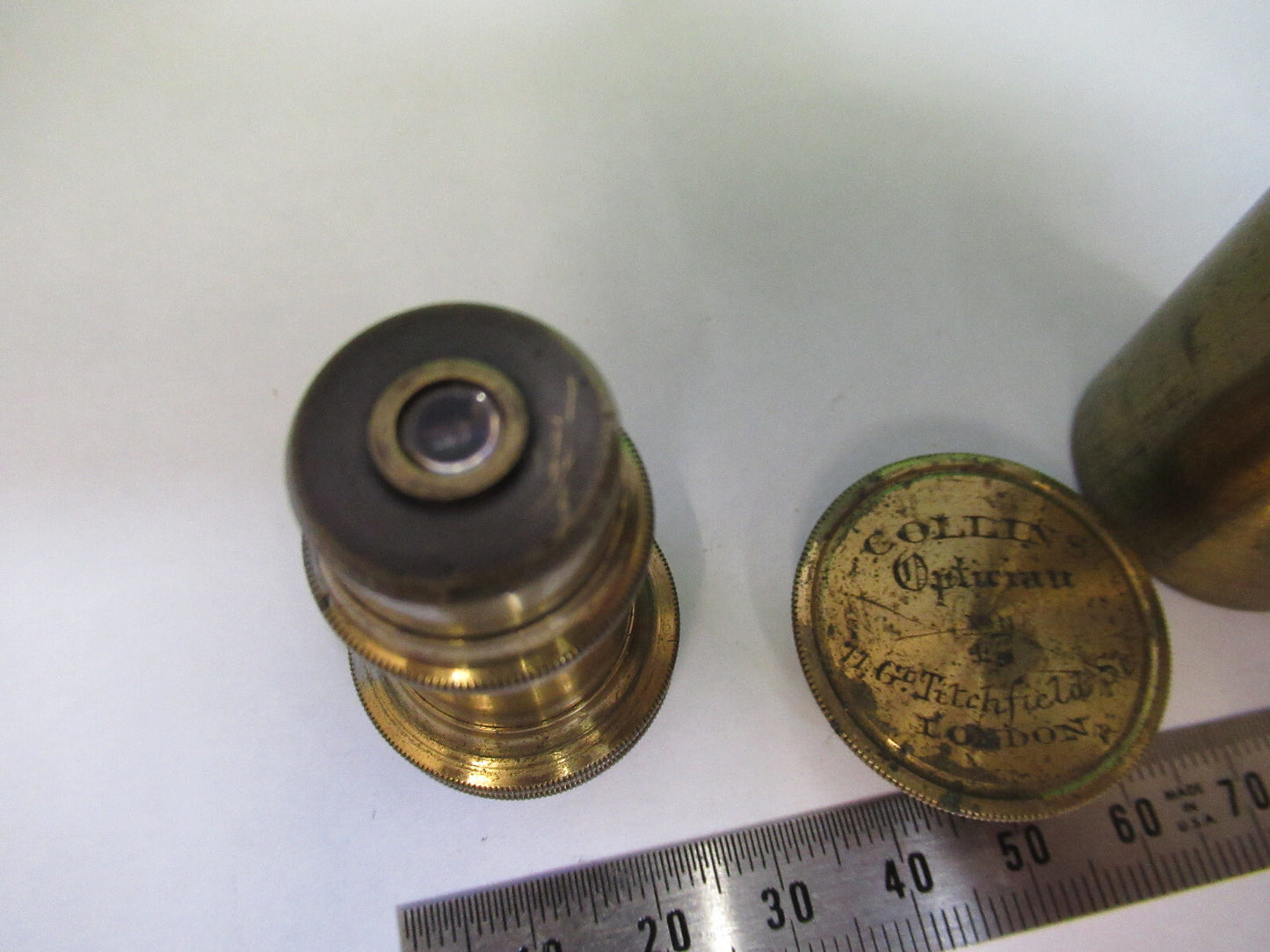 Antique Brass Rare Collins London Objective Microscope Part