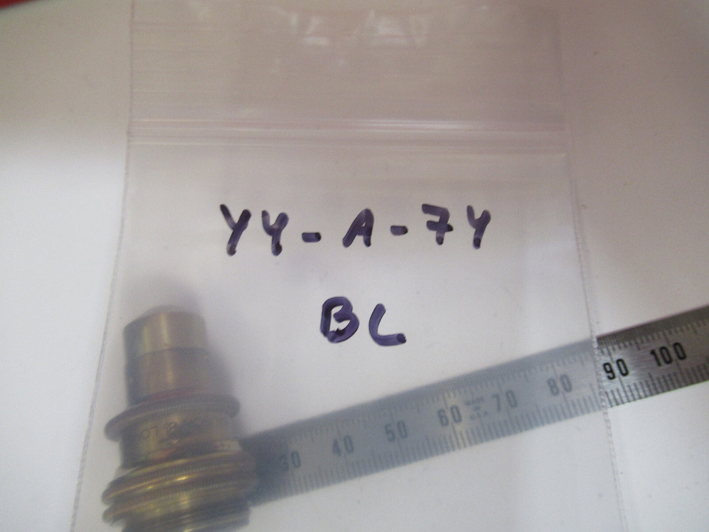 ANTIQUE BRASS BAUSCH LOMB 4mm OBJECTIVE MICROSCOPE PART AS PICTURED Y4-A-74