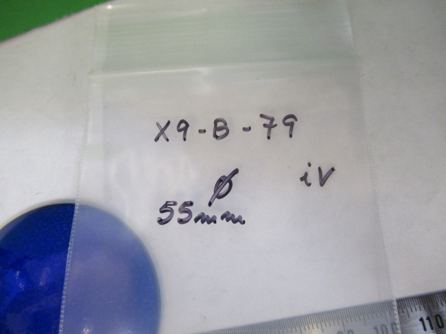 OPTICAL WEIRD BLUE GLASS CONCAVE CONVEX FILTER OPTICS  AS PICTURED X9-B-79