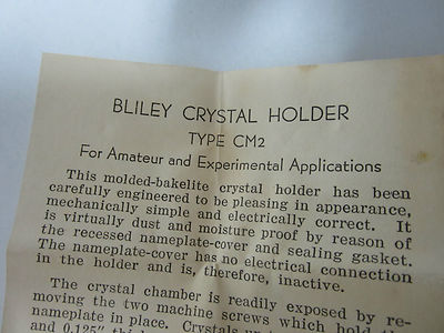 VINTAGE BLILEY CM2 QUARTZ CRYSTAL + ORIGINAL BOX FREQUENCY CONTROL  BIN#8C vii