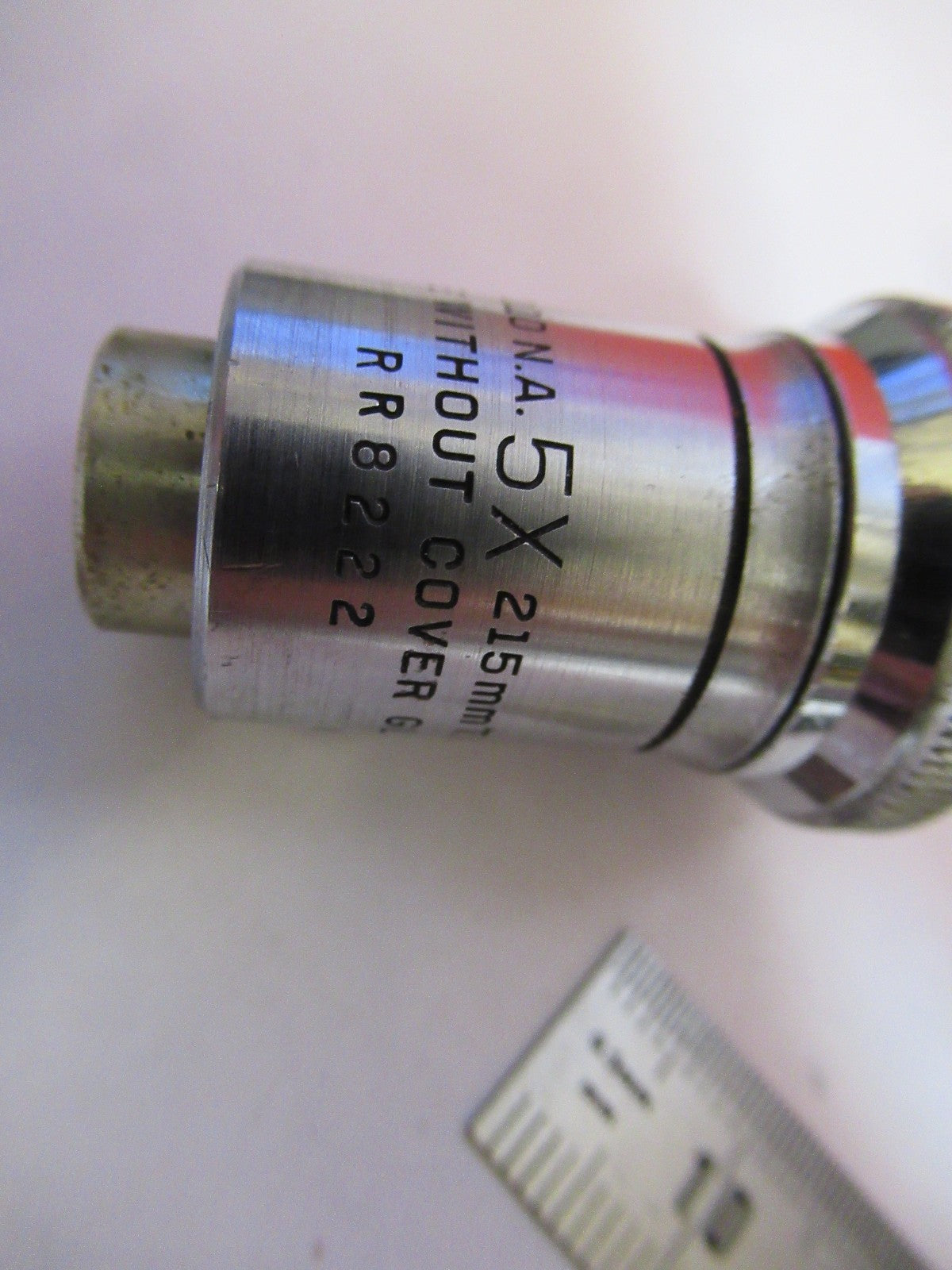 BAUSCH LOMB 5X    /215mm OBJECTIVE LENS MICROSCOPE PART AS PICTURED T5-A-28