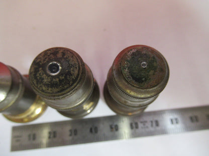 ANTIQUE BRASS LOT OBJECTIVES ERNST LEITZ GERMANY MICROSCOPE PART AS PIC V7-A-34