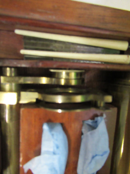 ANTIQUE CARY GOULD circa 1830 BRASS MICROSCOPE + CASE AS PICTURED X6-A-69