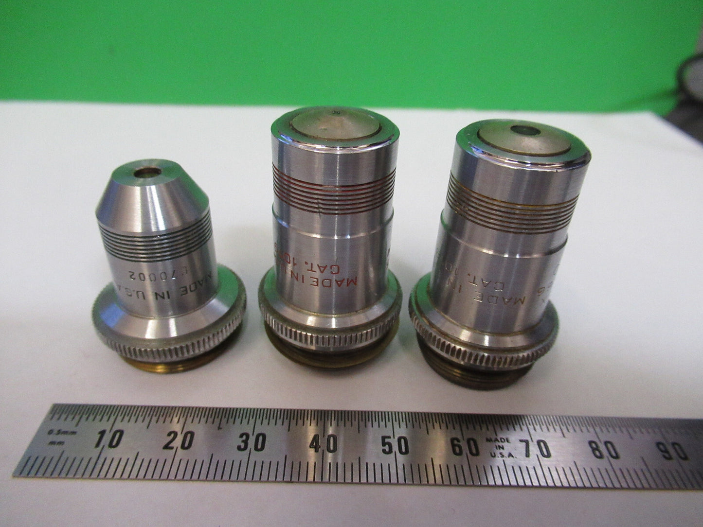 LOT 3 ea OBJECTIVES SPENCER AO MICROSCOPE PART AS PICTURED &R4-A-51