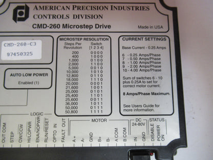 CMD-260-C3 MICROSTEP DRIVE BOARD MODULE CONTROL AS PICTURED Y7-B-37