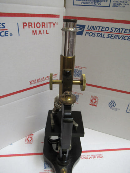 ANTIQUE GUNDLACH ROCHESTER BRASS  MICROSCOPE OPTICS AS PICTURED LOB-3