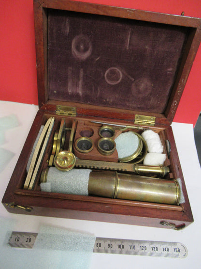 Antique Cary Gould circa 1830 Brass Microscope + Case