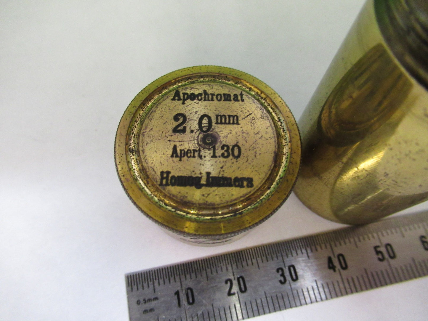 ANTIQUE BRASS EMPTY CARL ZEISS 2mm OBJECTIVE CANISTER MICROSCOPE PART T3-B-10