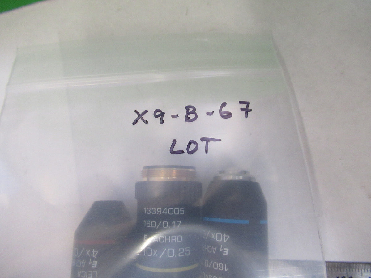 LEICA LOT 40X 10X 4X MICROSCOPE PART OBJECTIVE AS PICTURED X9-B-67