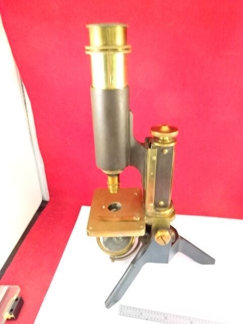 MICROSCOPE ANTIQUE BRASS JAMES PARKES BIRMINGHAM ENGLAND UK OPTICS AS IS #LOB