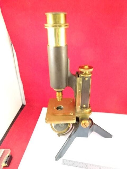 MICROSCOPE ANTIQUE BRASS JAMES PARKES BIRMINGHAM ENGLAND UK OPTICS AS IS #LOB