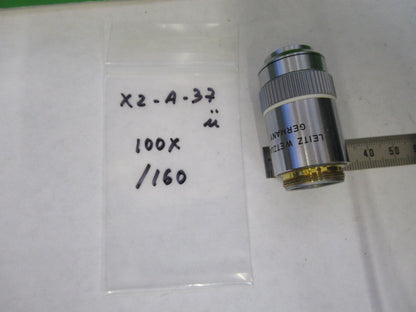 LEITZ wetzlar GERMANY OBJECTIVE MICROSCOPE PART 100X  /160 AS PICTURED X2-A-37