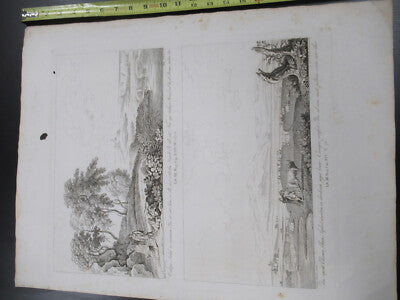Antique Etching Italia Rome Circa 1810 Gaspard Dughet Pietro Parboni AS Pic x