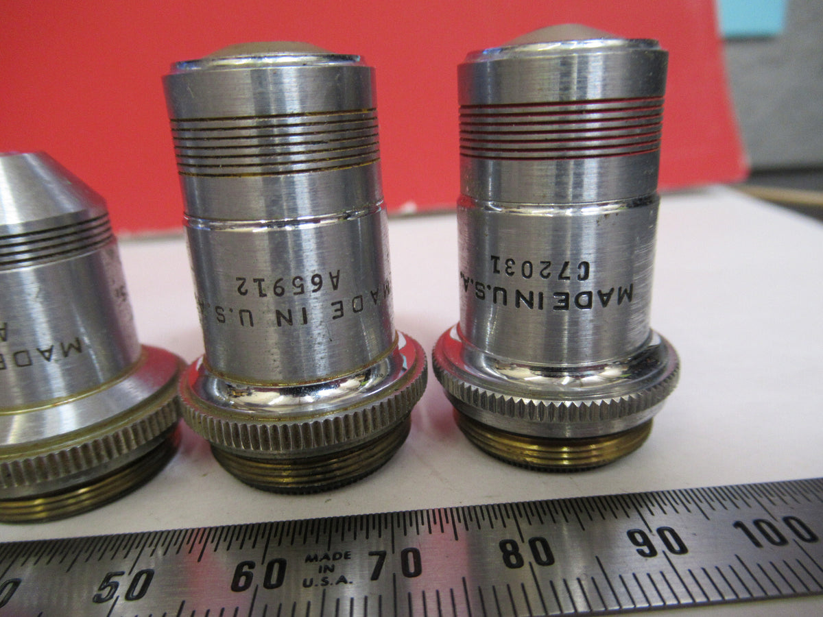 LOT AO AMERICAN SPENCER OBJECTIVES OPTICS MICROSCOPE PART AS PICTURED S4-B-77