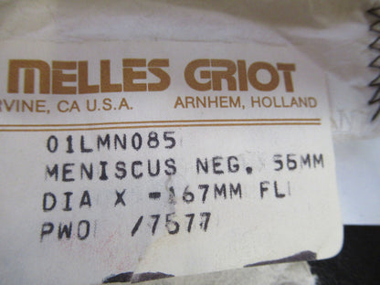 OPTICS MELLES GRIOT CONVEX CONCAVE LENS -167mm FL OPTICAL AS PICTURED T6-A-19