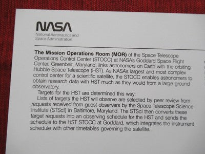 Collectable Photo Nasa Hst Control Room Vintage Photograph