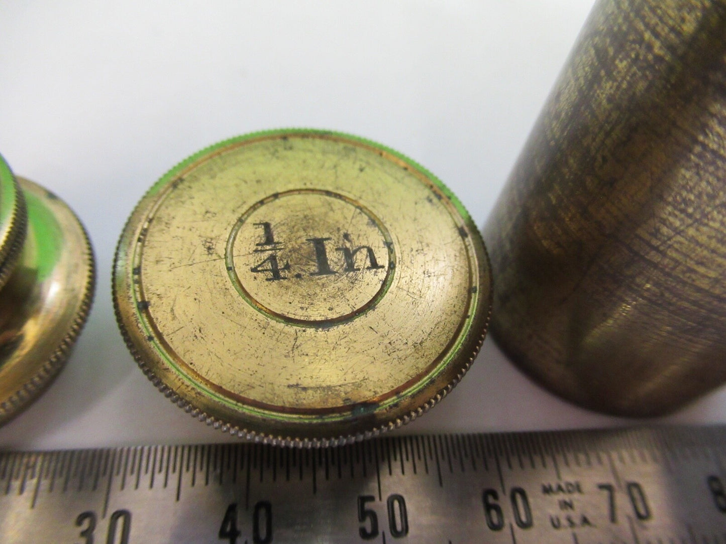 ANTIQUE BRASS OBJECTIVE UK LONDON MICROSCOPE PART AS PIC A5-B-03