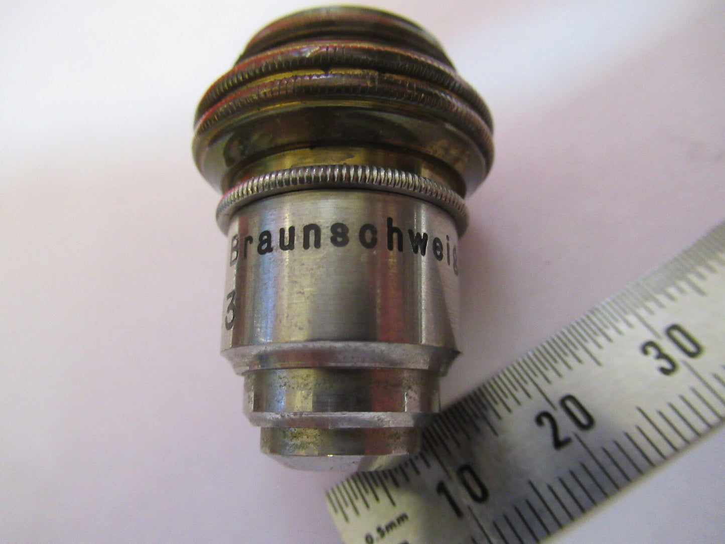 ANTIQUE BRASS VOIGTLANDER BRAUNSCHWEIG OBJECTIVE MICROSCOPE AS PICTURED &F8-A-74