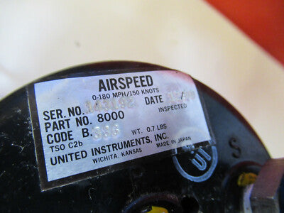 BELL 206 INDICATOR AIRSPEED MANOMECO 8000 AIRCRAFT  PART AS PICTURED &C1-A-12