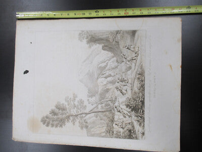 Antique Etching Italia Rome Circa 1810 Gaspard Dughet Pietro Parboni AS Pic ii