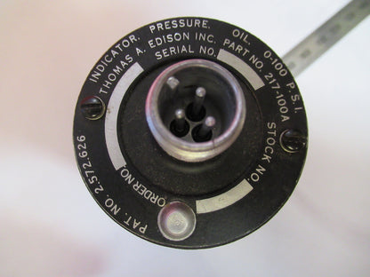 Indicator Pressure Oil 217-100A Edison Aircraft Instrument