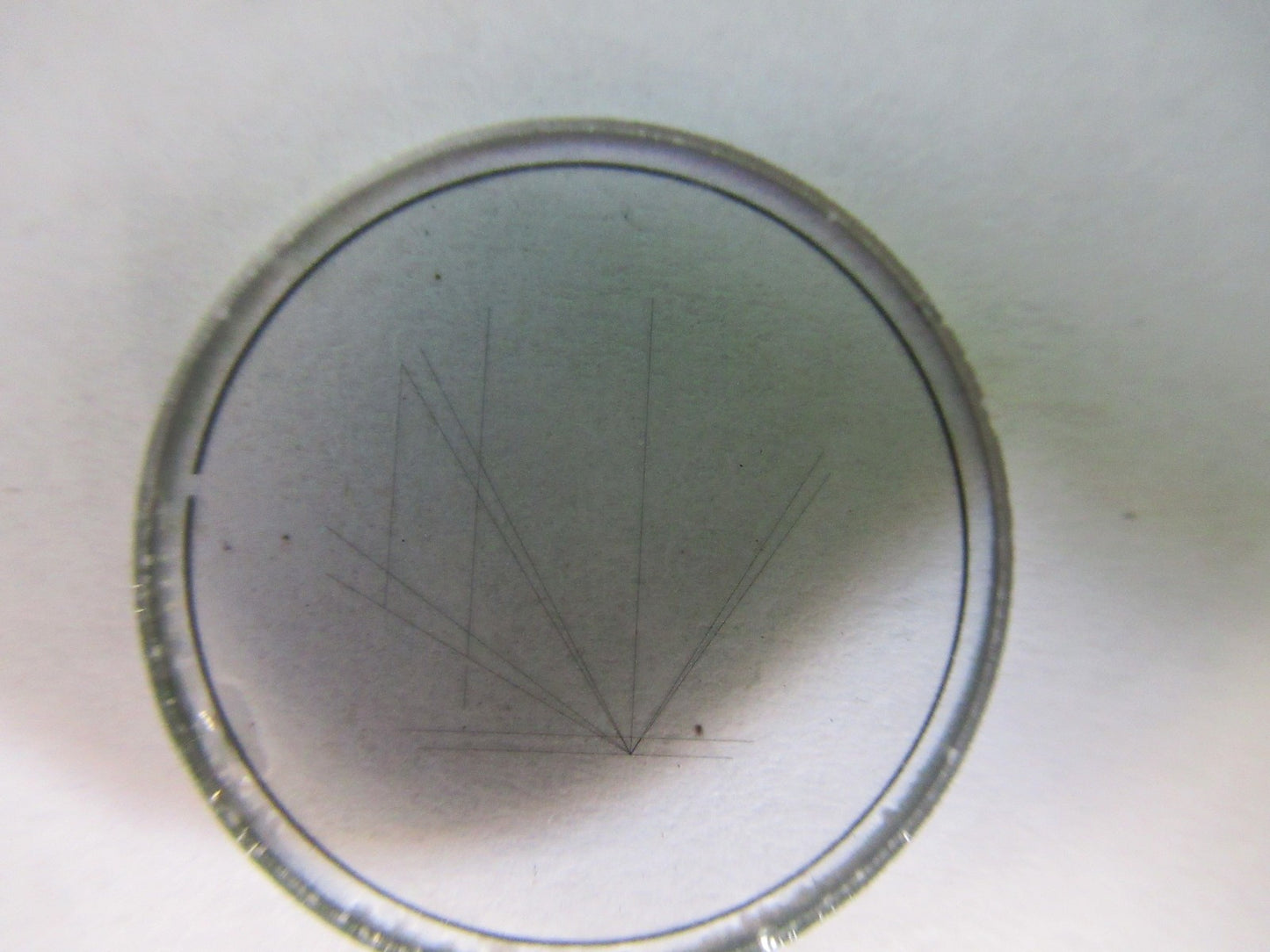 OPTICAL GLASS RETICLE MICROMETER "V" PATTERN MICROSCOPE PART AS PICTURED U8-A-60