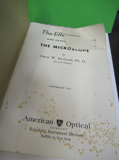 AO SPENCER 1930's BOOKLETS ANTIQUE MICROSCOPE PART AS PICTURED #R1-A-95