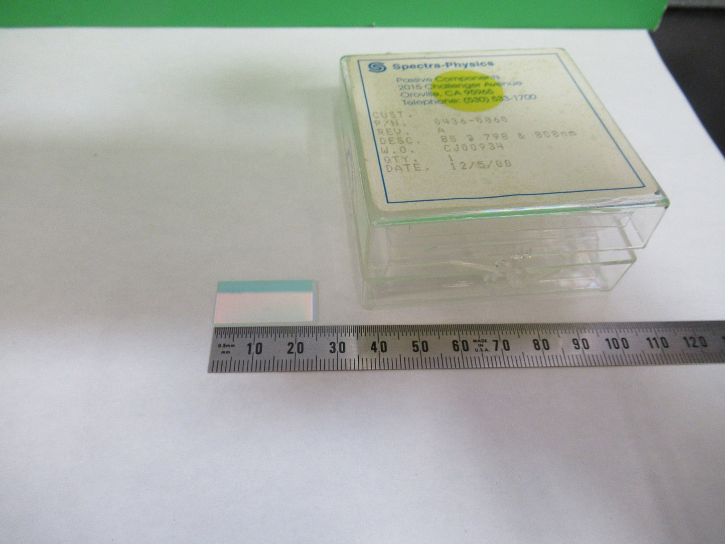 OPTICAL SPECTRA PHYSICS COATED PLATE LENS PHOTONICS OPTICS AS PICTURED T6-B-33