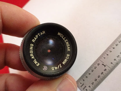 Optical Enlarging Wollensak Lens Raptar 90 mm Iris Diaphragm Optics