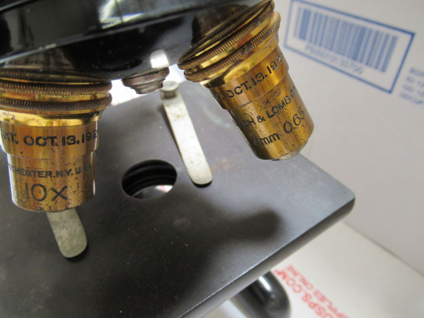 BRASS ANTIQUE BAUSCH LOMB MICROSCOPE WELCH SCIENTIFIC AS PICTURED LOB