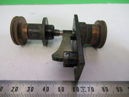 ANTIQUE BAUSCH LOMB MICRO STAGE KNOBS BRASS MICROSCOPE PART AS PICTURED S7-A-07