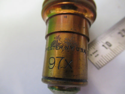 BAUSCH LOMB ANTIQUE OBJECTIVE 97X OPTICS MICROSCOPE PART AS PICTURED Y3-B-38