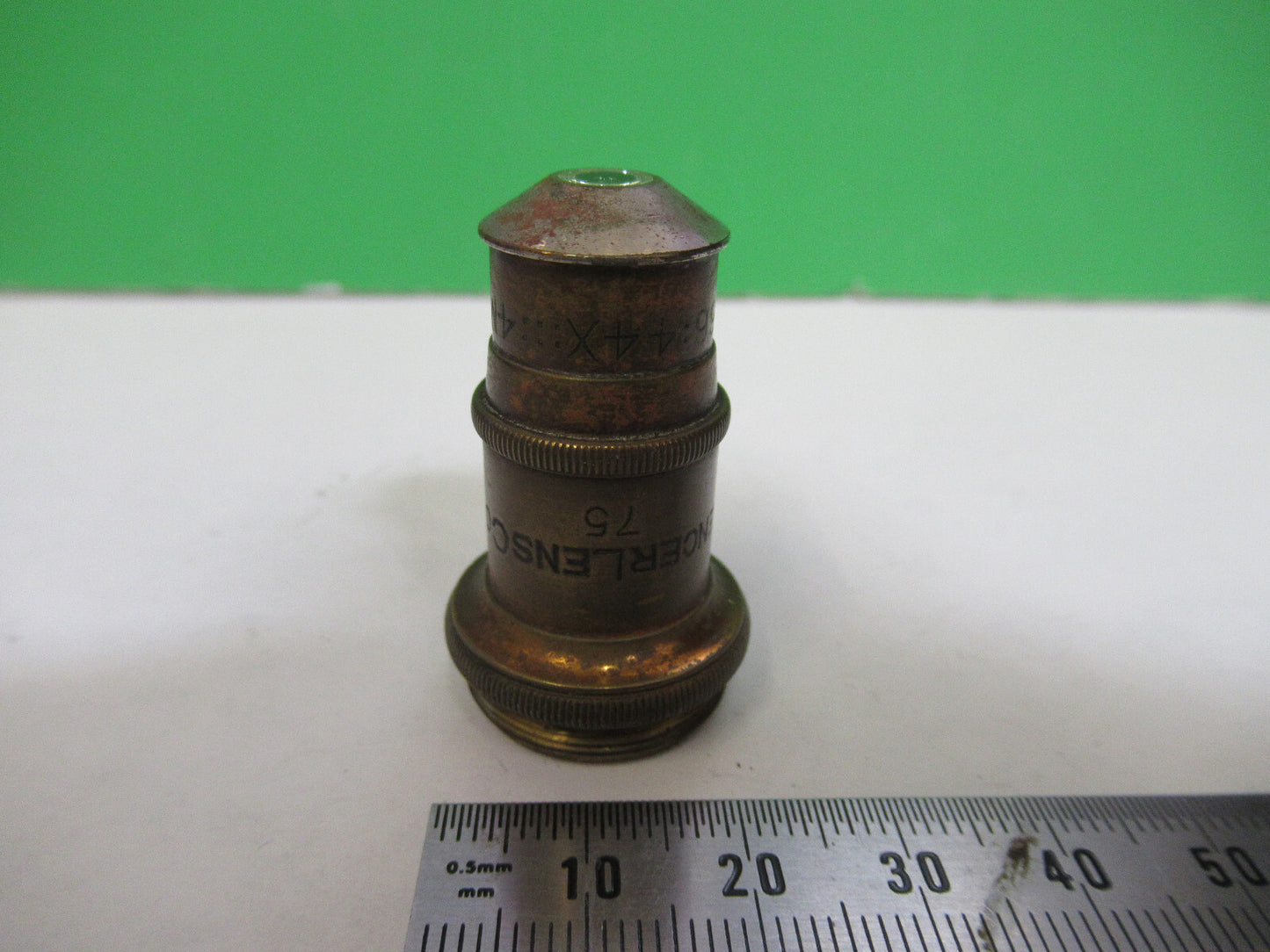 ANTIQUE BRASS BAUSCH LOMB OBJECTIVE 44X MICROSCOPE PART AS PICTURED G8-A-44