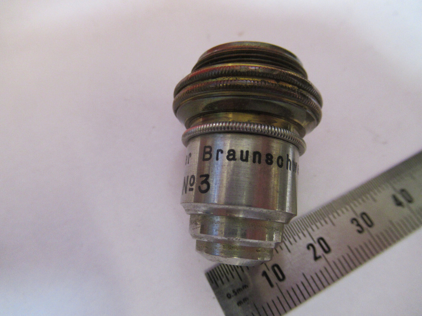 ANTIQUE BRASS VOIGTLANDER BRAUNSCHWEIG OBJECTIVE MICROSCOPE AS PICTURED &F8-A-74