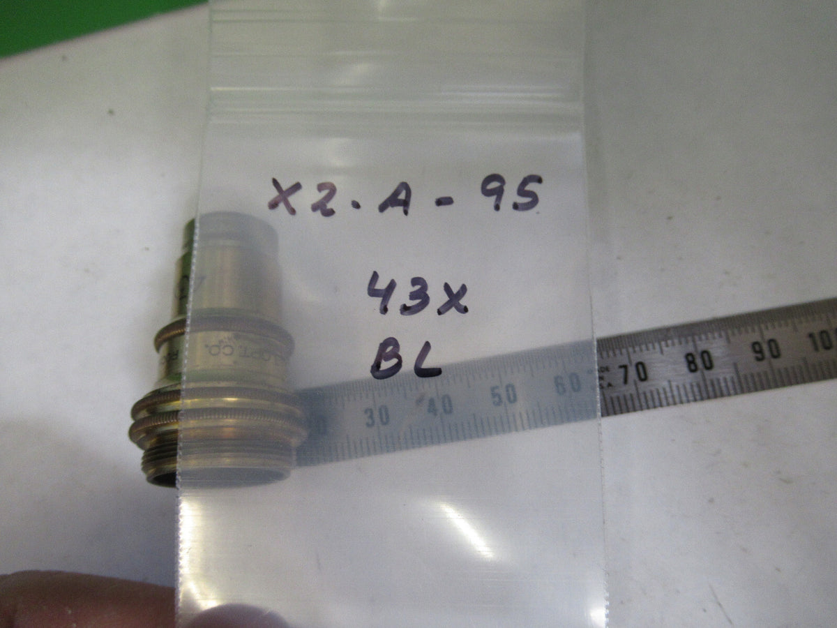 OBJECTIVE ANTIQUE BAUSCH LOMB 43X OPTICS MICROSCOPE PART AS PICTURED X2-A-95