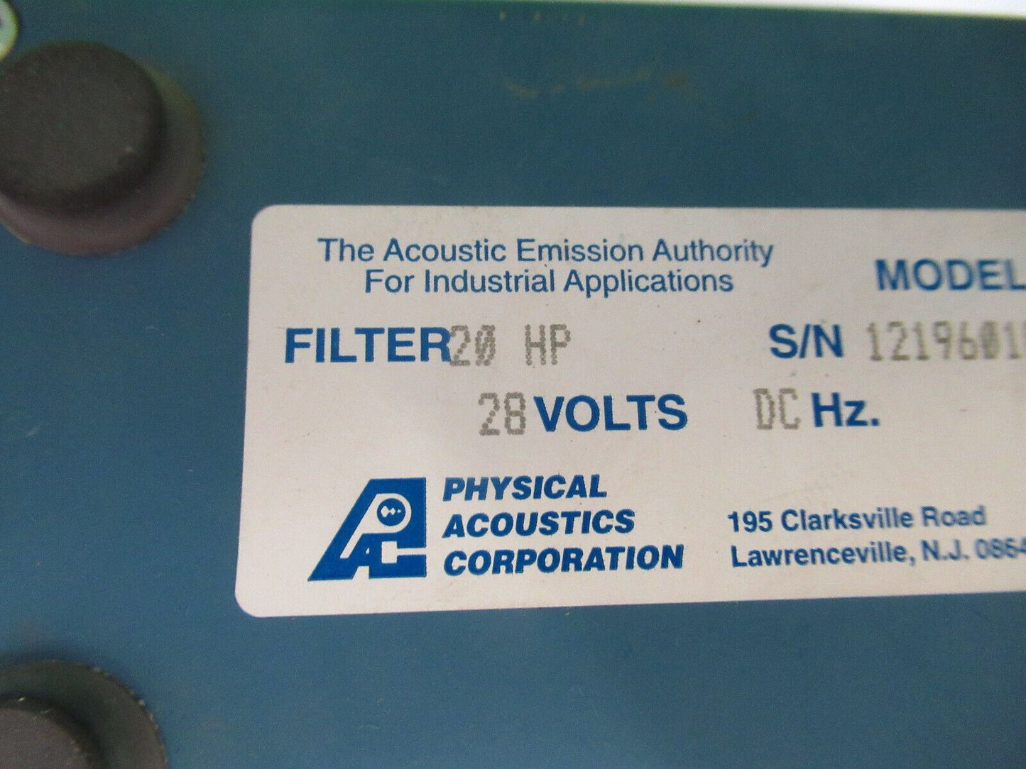 PHYSICAL ACOUSTIC EMISSION CORP AE 1220A PRE-AMPLIFIER SENSOR AS PICTURE R9-A-06