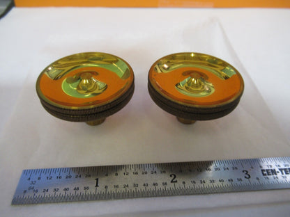 ANTIQUE BRASS SPENCER BUFFALO KNOBS PAIR MICROSCOPE PART PICTURED &FT-1-A-12B