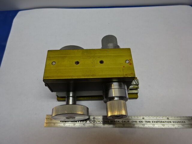 VINTAGE BRASS STAGE MICROMETER GERMANY UNKNOWN MAKE MICROSCOPE PART AS IS &83-62