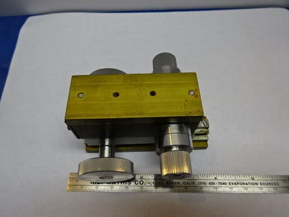 VINTAGE BRASS STAGE MICROMETER GERMANY UNKNOWN MAKE MICROSCOPE PART AS IS &83-62