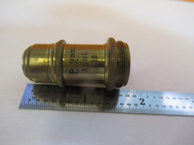 ANTIQUE BRASS ERNST LEITZ 2mm OBJECTIVE MICROSCOPE PART AS PICTURED &7B-B-15