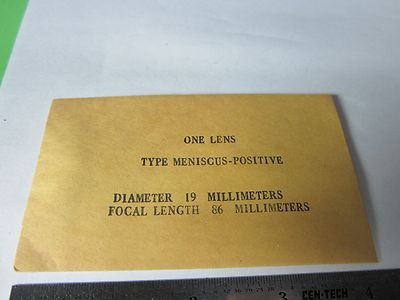 Optical Meniscus Positive Lens 19 mm Diameter Fl 86 mm Laser Optics