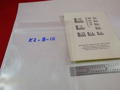 MICROSCOPE PART OPTICAL MICROSCOPY RESOLUTION TEST CHART OPTICS AS IS BN#K2-B-10