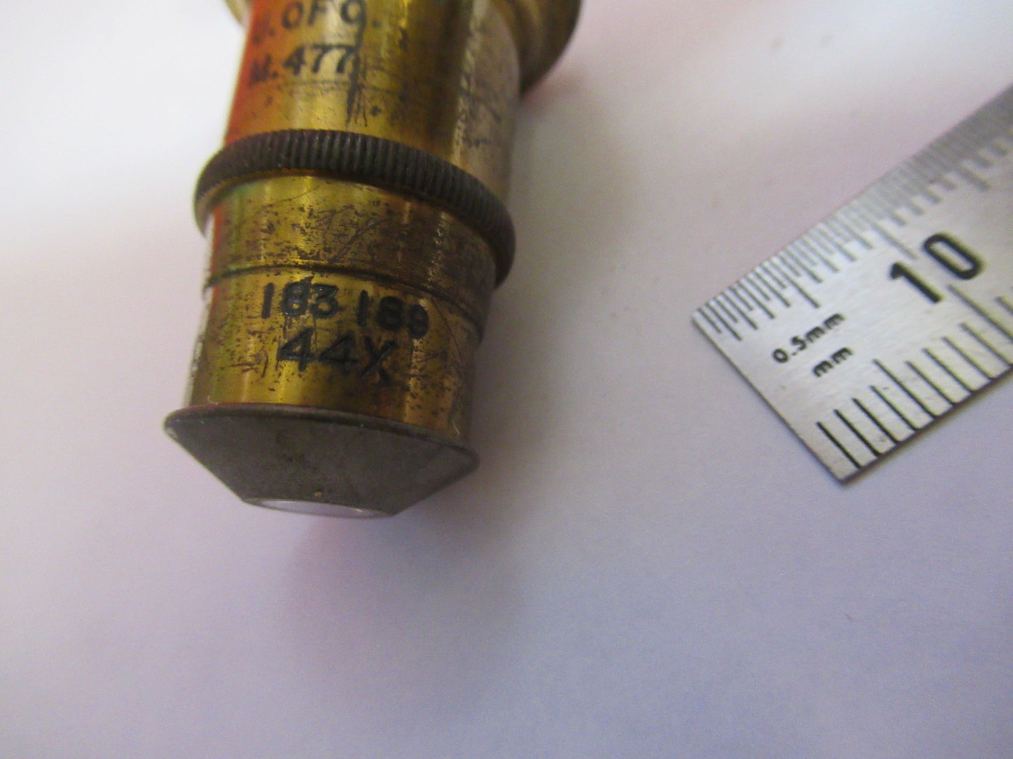 ANTIQUE BRASS SPENCER OBJECTIVE 4mm 44X MICROSCOPE PART AS PICTURED V7-A-76