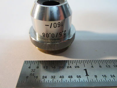 MICROSCOPE PART OBJECTIVE REICHERT AUSTRIA 2.5X OPTICS BIN#24-57-4