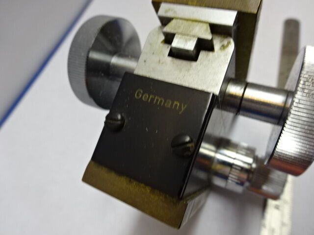 VINTAGE BRASS STAGE MICROMETER GERMANY UNKNOWN MAKE MICROSCOPE PART AS IS &83-62