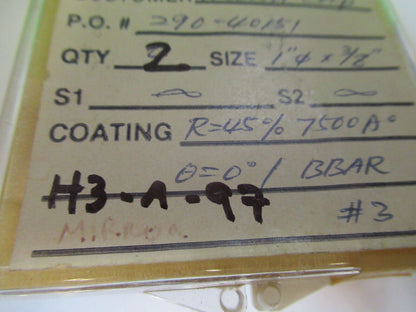 OPTICAL LOT TWO LENSES COATED OPTICS AS PICTURED &H3-A-97