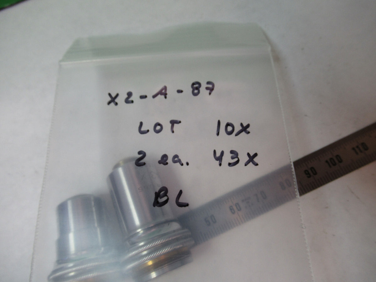 OBJECTIVE LOT BAUSCH LOMB 10X 43X OPTICS MICROSCOPE PART AS PICTURED X2-A-87