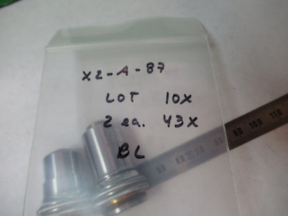OBJECTIVE LOT BAUSCH LOMB 10X 43X OPTICS MICROSCOPE PART AS PICTURED X2-A-87